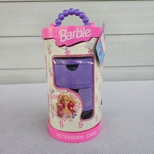 VTG Barbie Round Accessory Storage Case Mattel Pink Purple Drawers Shelves 1994